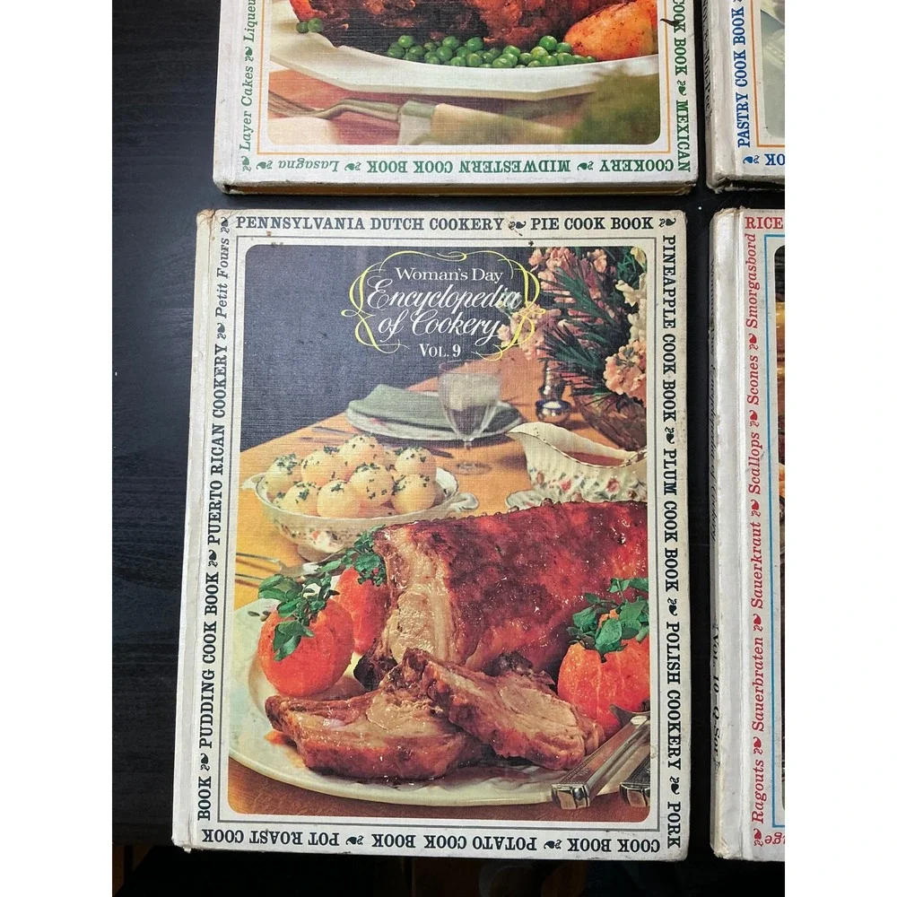 Vintage 1966 Woman's Day Encyclopedia of Cookery Vols 7 8 9 10 First Edition